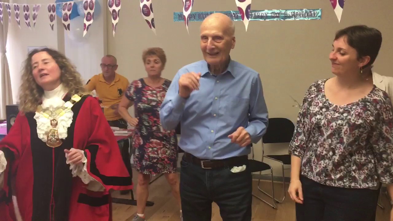 Jim Hayward celebrates his 100th birthday with a dance with the Mayor of Islington