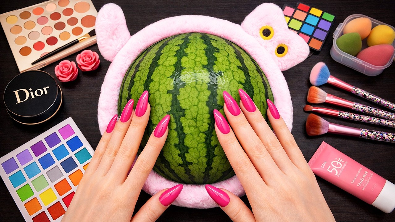 ASMR Makeup on Watermelon🍉 (No Talking) 45