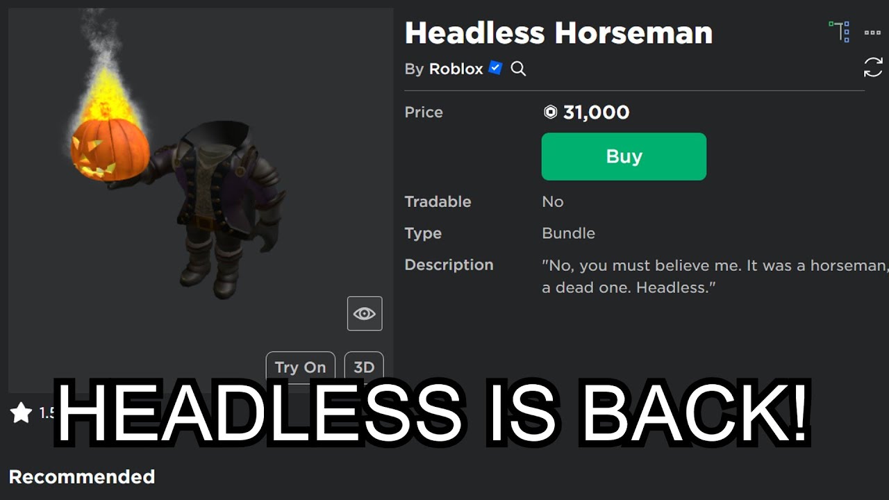 Headless horseman is now out! : r/roblox