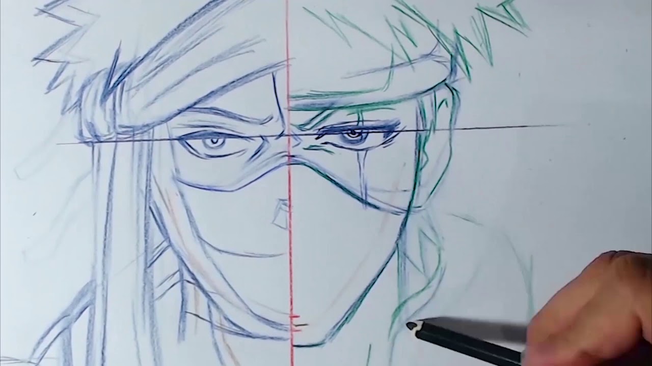 DESENHANDO ANIME, DESENHANDO KAKASHI E ZABUZA (NARUTO)