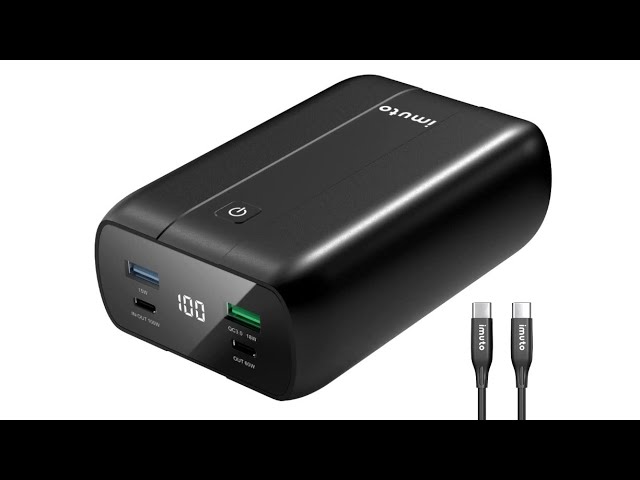 imuto Batterie Externe Laptop 27200mAh Power Bank PD 100W, USB C 100W (et  60W) et 2