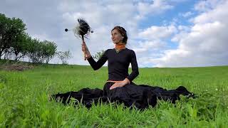 Shaman Beater Drum | 2-sided Frame Drum with Black and White fur | Unique instrument in action