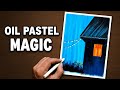 Rainy Night House Drawing 🌧️ l Easy Oil Pastel Art Tutorial