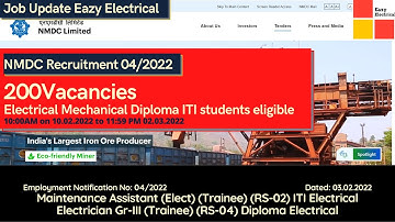 NMDC Recruitment 2022 I Maintenance Assistant  & Electrician Gr-III I Test Series for Diploma ITI