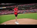 Jake Neighbours throws out first pitch at Cardinals game
