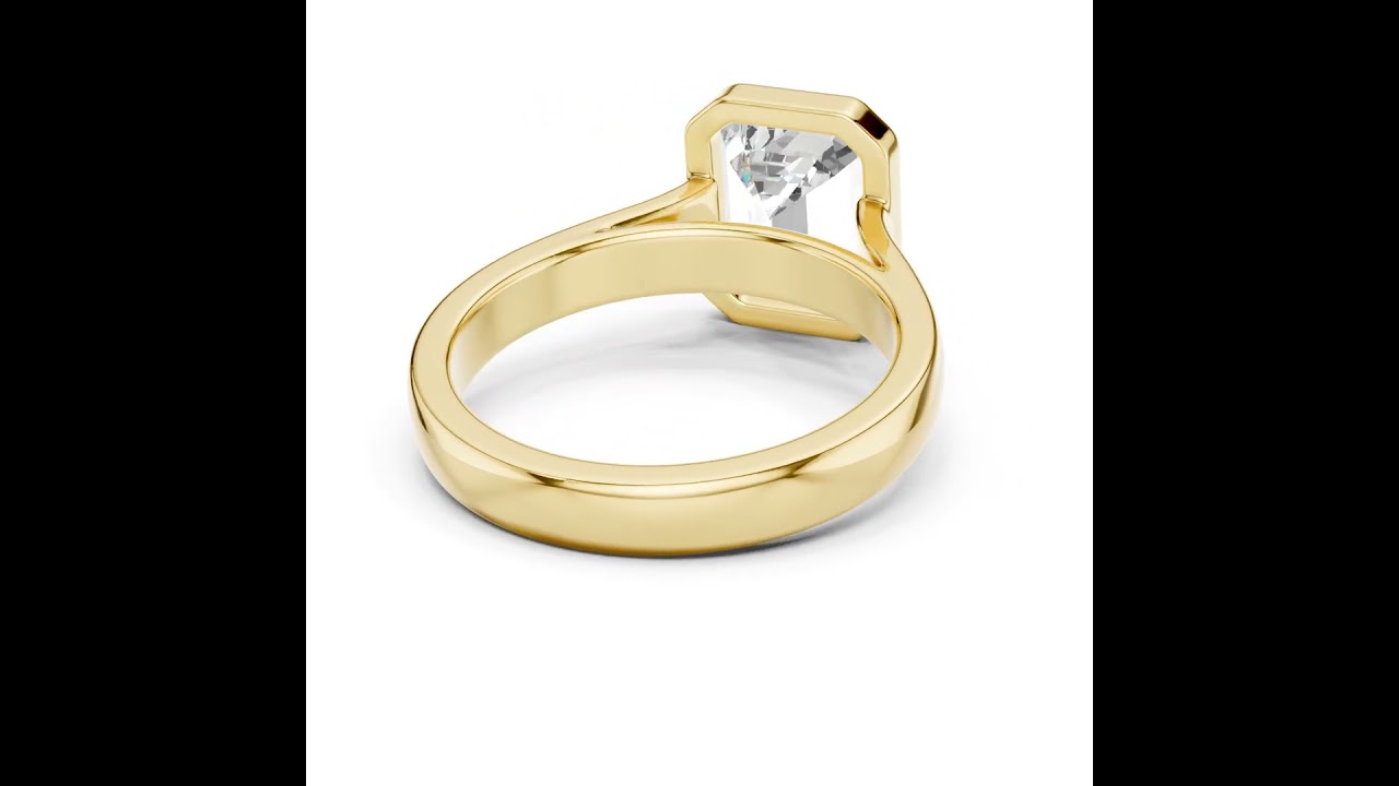 Emerald Cut Bezel Set Lab Diamond Solitaire Ring