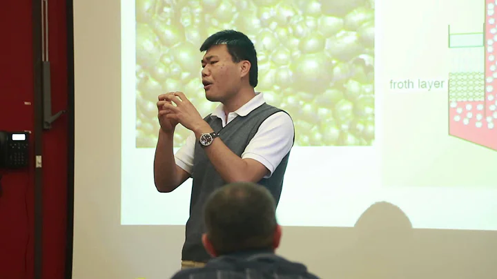 Floatation use in mineral processing to separate coarse and fine particles. PhD student Guichao Wang