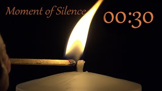 30 Seconds Timer | ⏰ Bell Alert | No Music  | Study Aid Focus Relaxation, Candle Moment of Silence