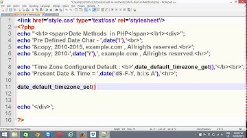 DATE Built in Methods in PHP - VIDEO 2