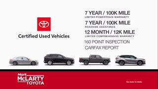 Peace of Mind Car Buying at Mark McLarty TOYOTA.