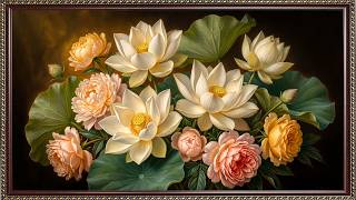 Premium Lotus & Rose Arrangement | Luxury Floral Wall Decor 4K screenshot 4