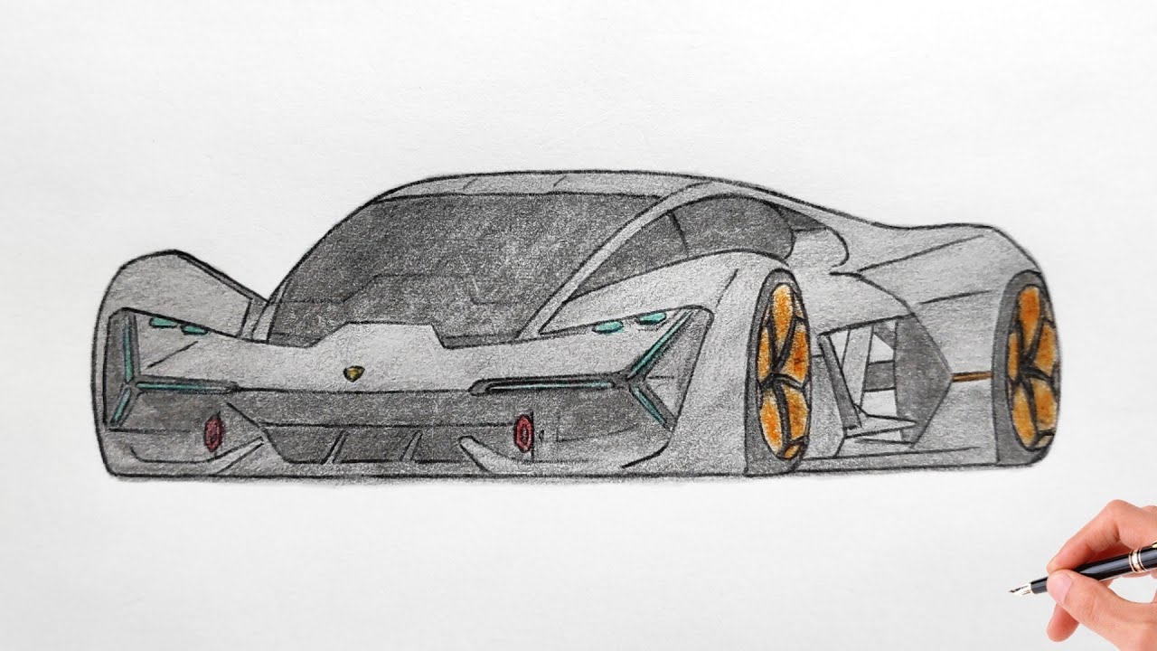 How to draw a LAMBORGHINI TERZO MILLENNIO 2019 / drawing 3d car ...