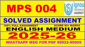 MPS 004 solved assignment 2025-26 in English || mps 004 solved assignment 2026 || mps4 2025-26