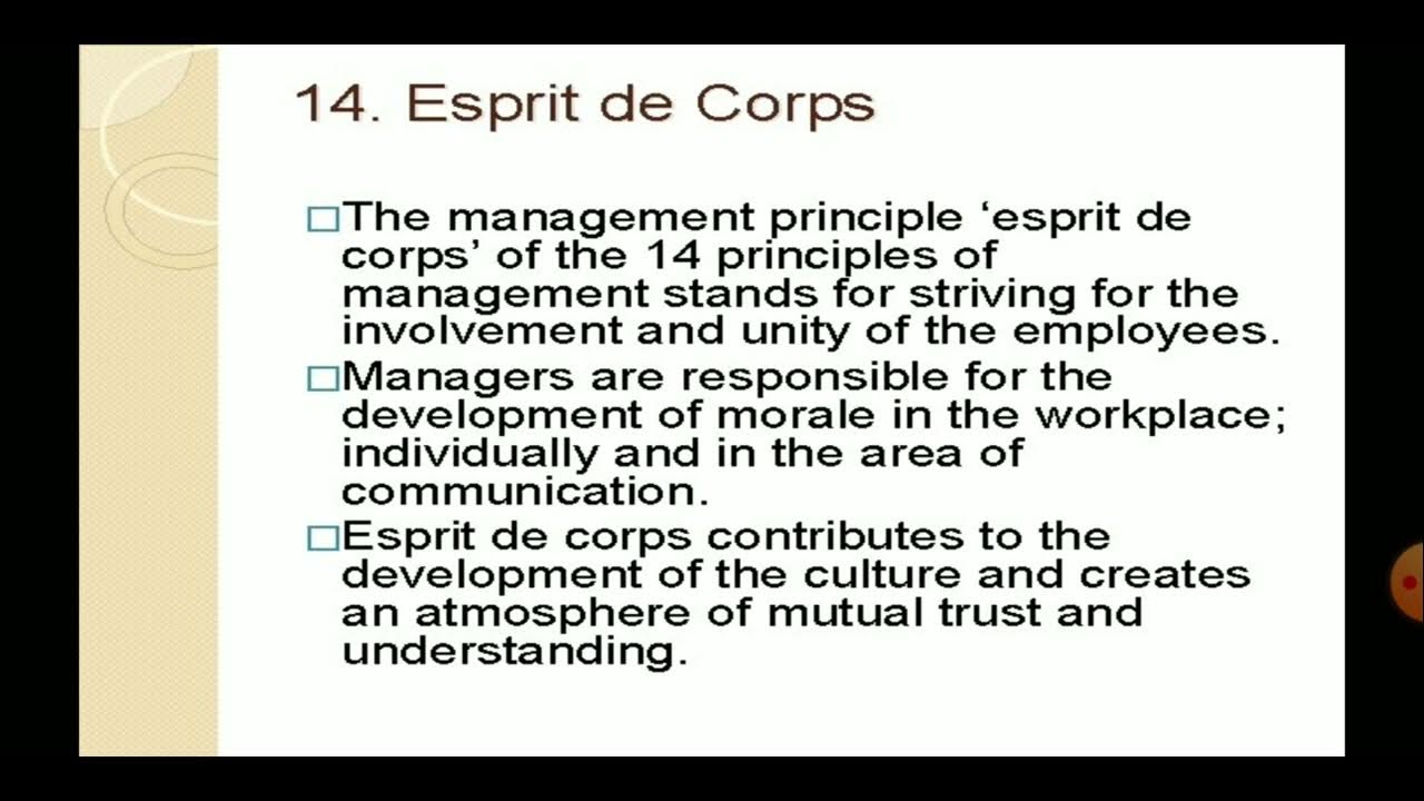 Esprit de corps General Principle of Management. YouTube