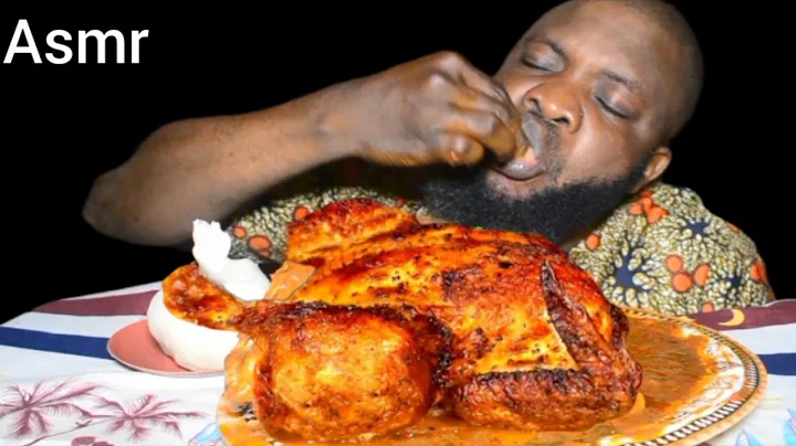 Asmr Mukbang Whole Chicken Pepper Soup With Starch Fufu/African Food.(Satisfying Sound).