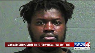 Oklahoma man accused of throwing concrete blocks, large rocks at police vehicles for the 3rd time