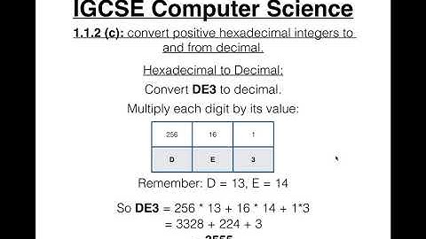 07 IGCSE Computer Science Tutorial  1 1 2 c – Converting Decimal and Hexadecimal