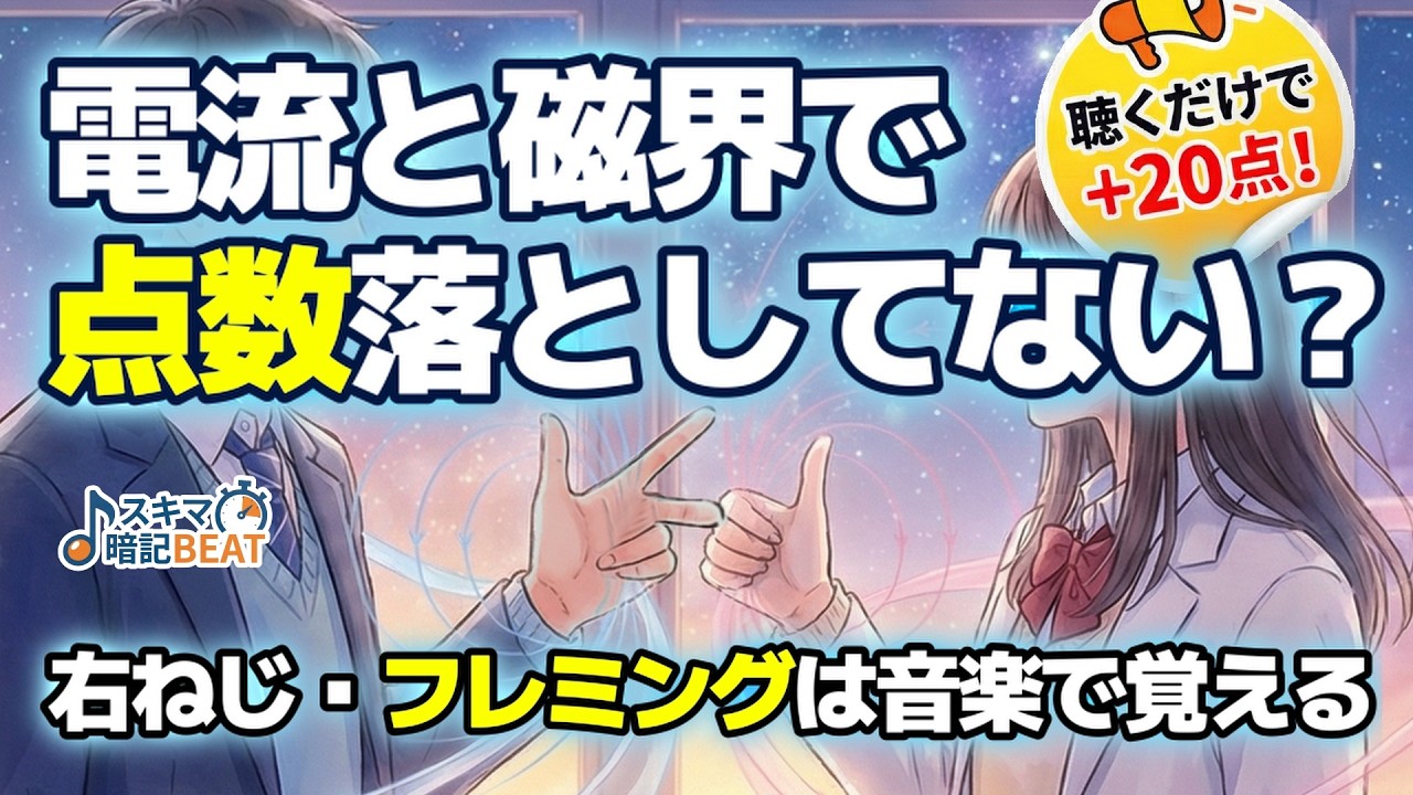 勉強ゼロで20点上げる｜右ねじ・フレミングの法則｜中2理科・電流と磁界【スキマ暗記BEAT】
