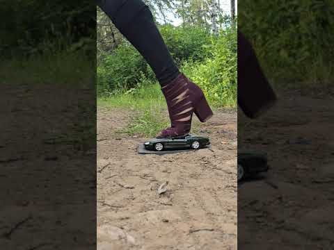 Green model car crush part 5 #crushexperiment #womensshoes #asmrcrush #modelcarcrush #highheelboots