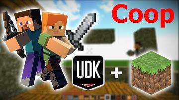 Minecraft in UDK Coop -- Many Blocks, Zombie, Redstone, Longbow and more