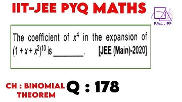 The coefficient of x^4 in the expansion of (1+x+x^2)^10 is @EasyMath4Jeee #iitjee
