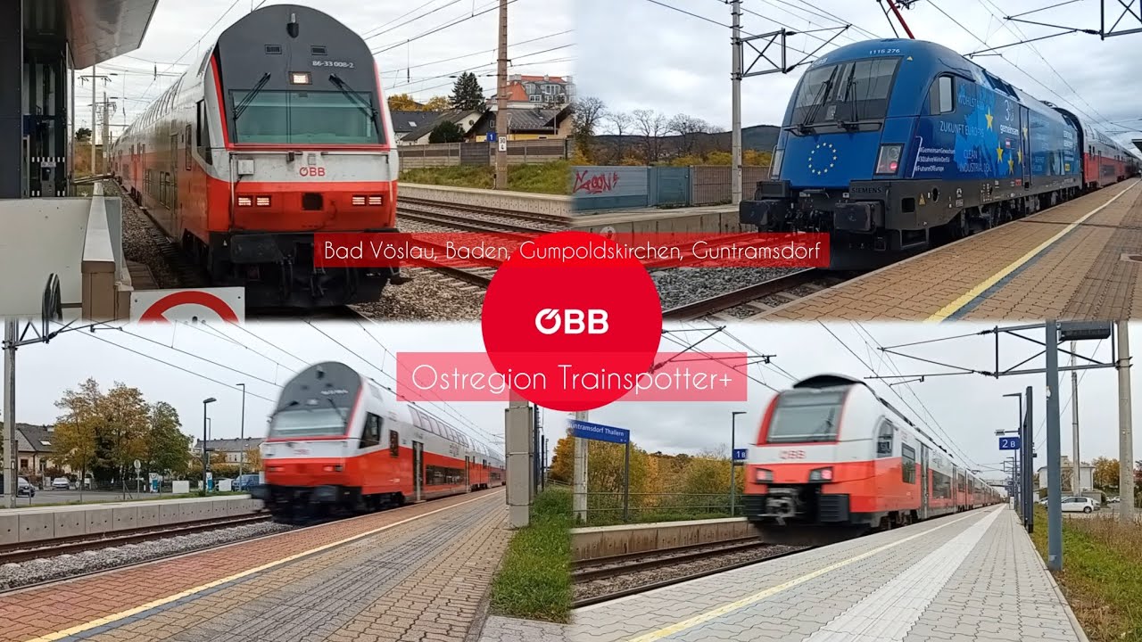 Züge an der Südbahn | Bad Vöslau, Baden, Gumpoldskirchen und Guntramsdorf
