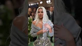 Kim Kardashian shines in silver on 2024 Met Gala red carpet | #shorts #yahooaustralia