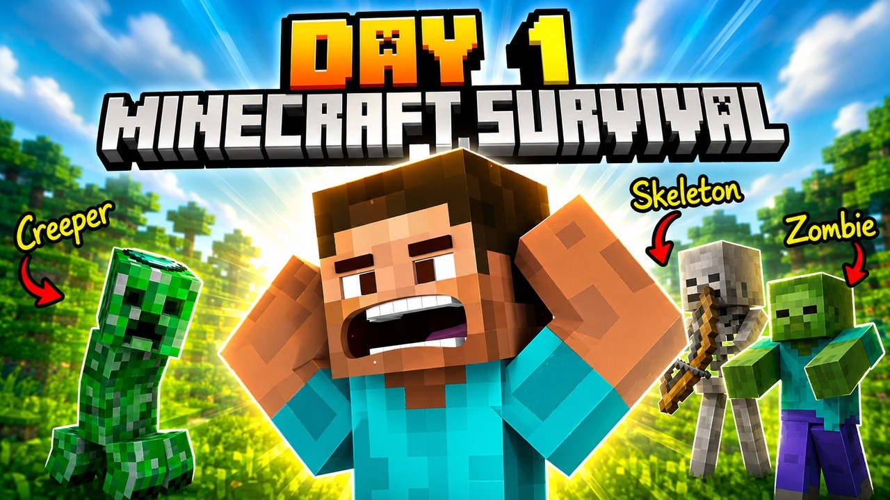 My First Day in Minecraft Survival Went WRONG! - YouTube