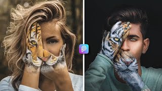 Tiger face photo editing in PicsArt || #shorts screenshot 5