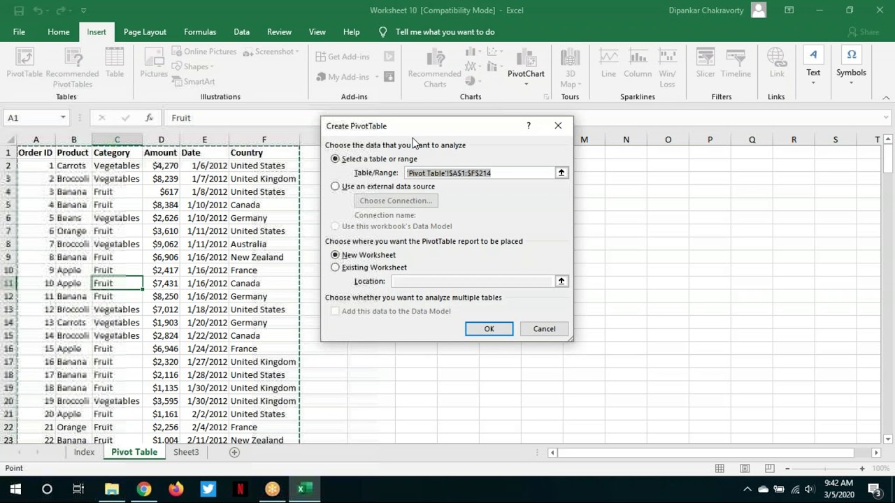 Pivot Table Basics - YouTube