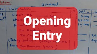 Opening Entry In Financial Accountancy