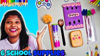 DIY Homemade 6 School stationery items (Part-2)😱Pizza 🍕 Book mark , Sandwich 🥪 sharpener etc..#craft