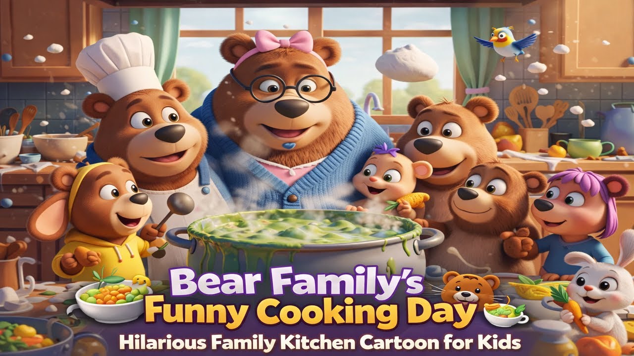 Bear Family’s Funny Cooking Day 🐻🍲  Hilarious Family Kitchen Cartoon for Kids