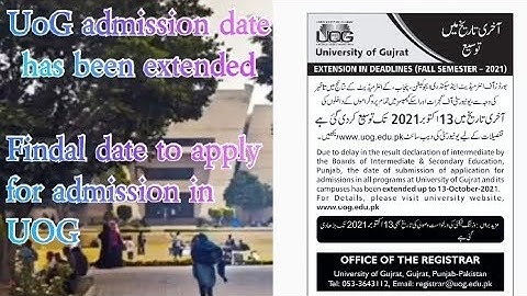 UOG Admission Deadline has been Extended! Fall 2021/final notification by UOG