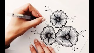 Flower drawing for beginners 🔸Zentangle🔸Doodle 🔸Zenart