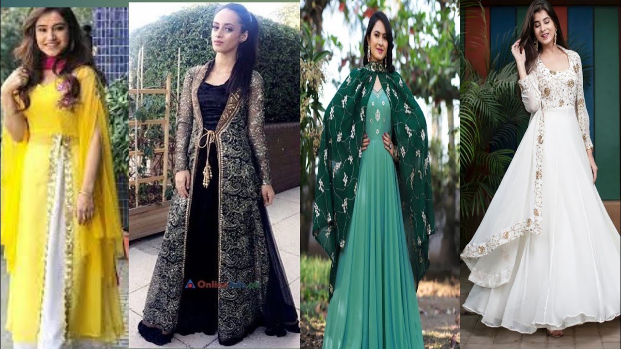 NEW FASHION Gowns WITH SOFT SHRUG(KOTI)