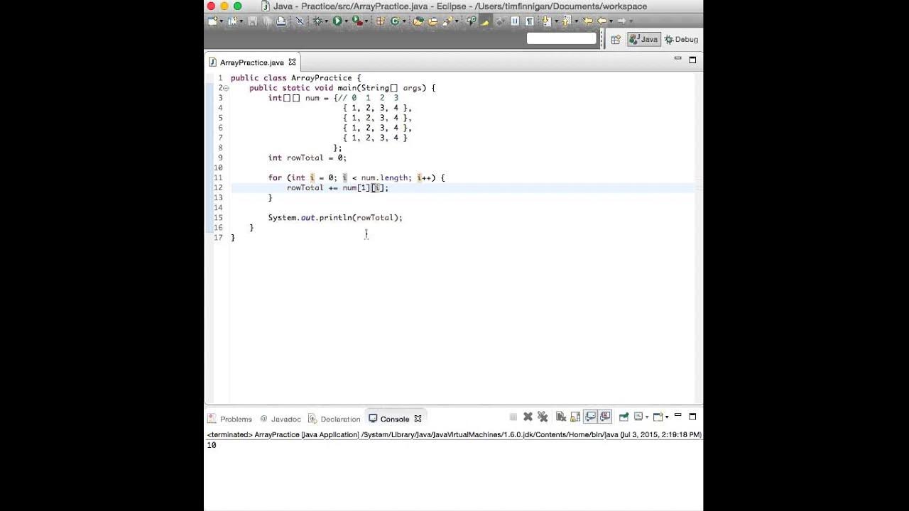 Finding the Sum of Rows and Columns in a Two-Dimensional Array (Java ...