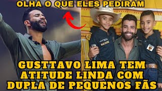 Gusttavo Lima tem ATITUDE muito LINDA com DUPLA de PEQUENOS fãs e emociona os dois e a plateia