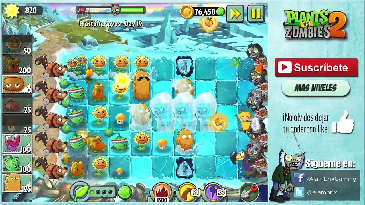 Plants Vs Zombies 2 - Cuevas Congeladas día 19 - YouTube