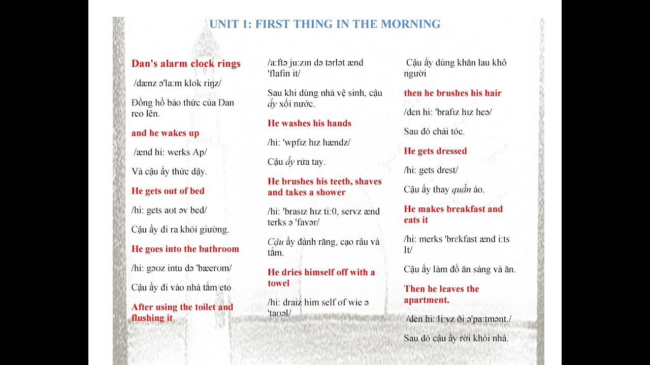 1 FIRST THING IN THE MORNING - YouTube