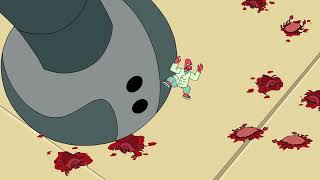 Bender crushes Zoidberg while tap dancing
