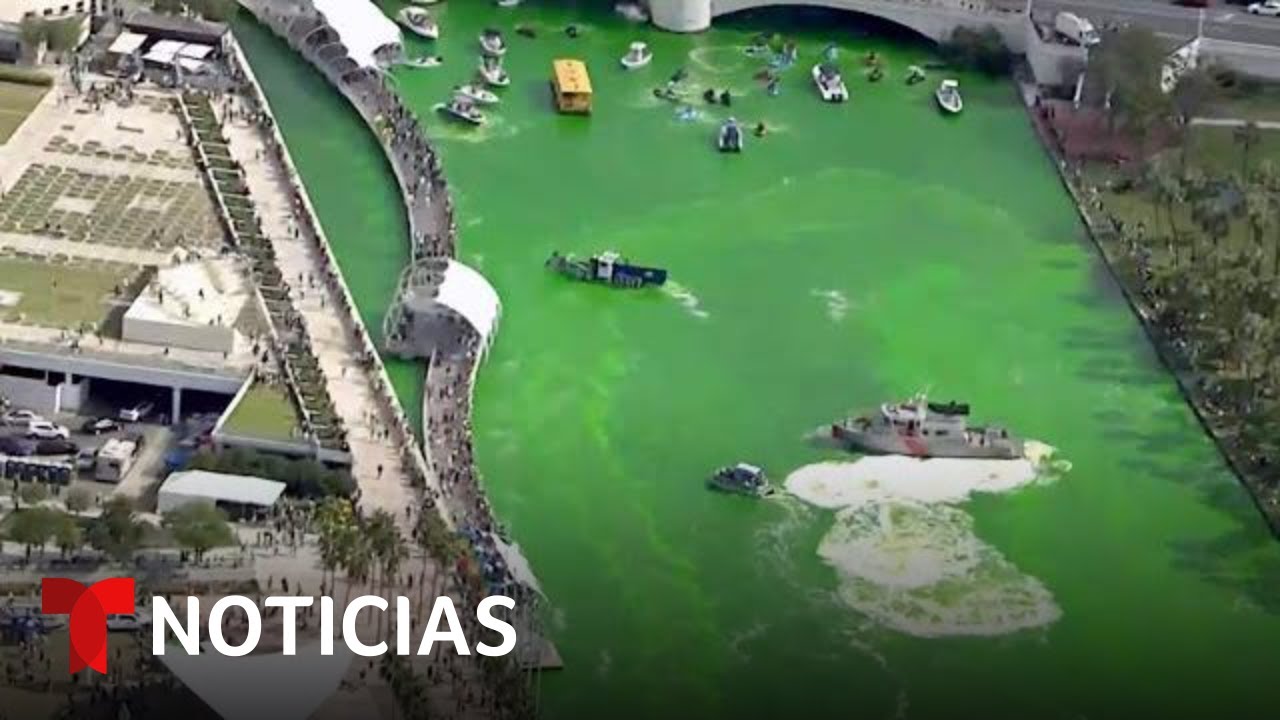 Un río se tiñe de verde en Tampa por el Día de San Patricio - YouTube