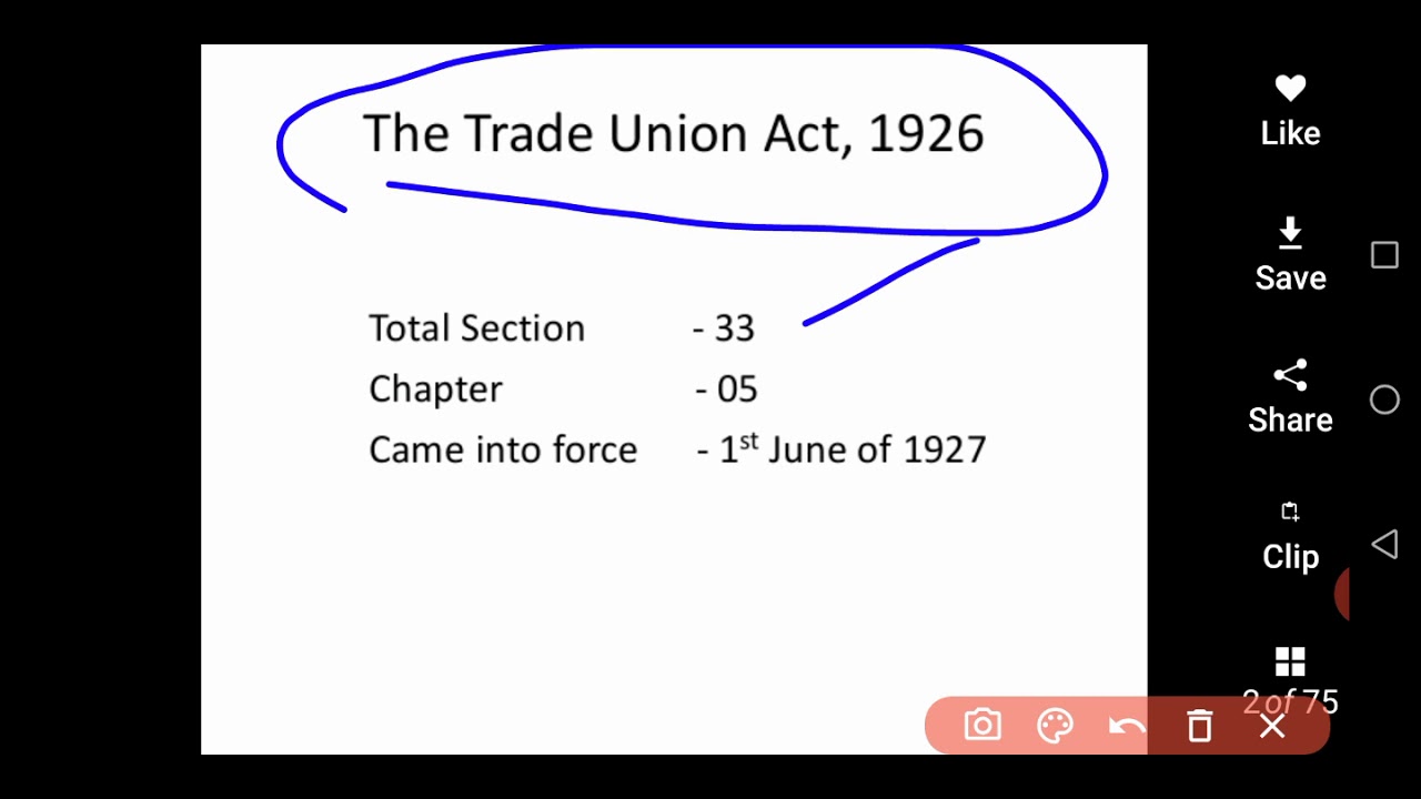 Trade union act 1926 part 1