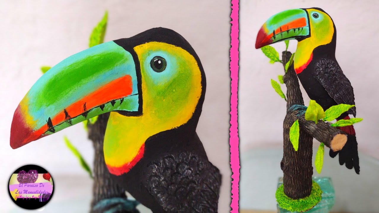 Con esta nueva técnica de papel mache lograras un espectacular tucán en 3D (Moldes Gratis) | GdC
