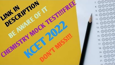 KCET Chemistry mock test free😯 DON