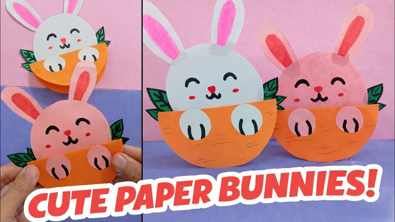 “Cute Paper Bunny Craft 🐰🥕 | Easy DIY Easter Decoration That Everyone Will Love!”