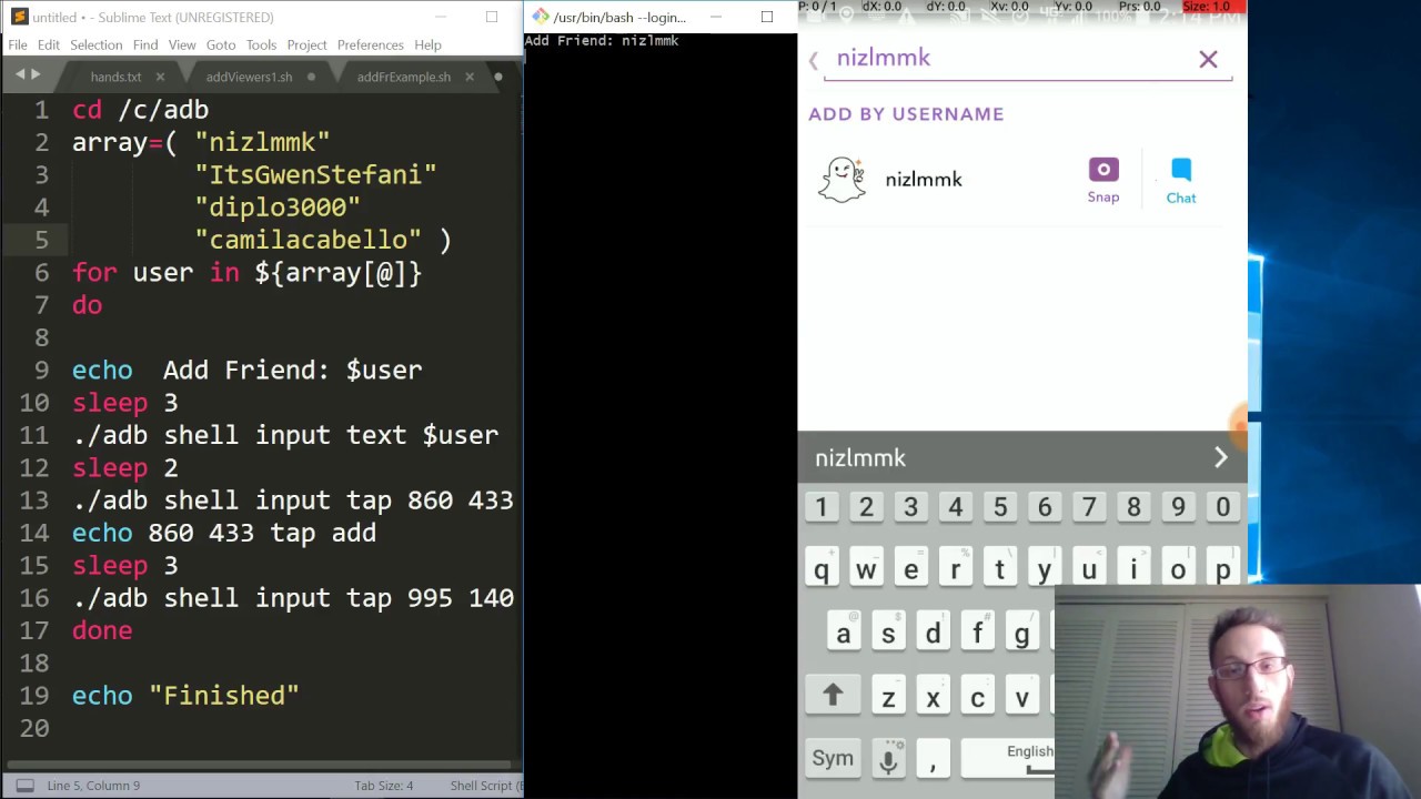 Making Snapchat Add Viewers Bot With Simple Adb And Shell Scripts Youtube