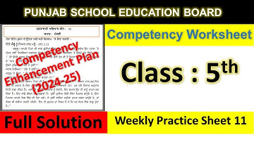 pseb competency based paper class 5th  worksheet 11 test 2024