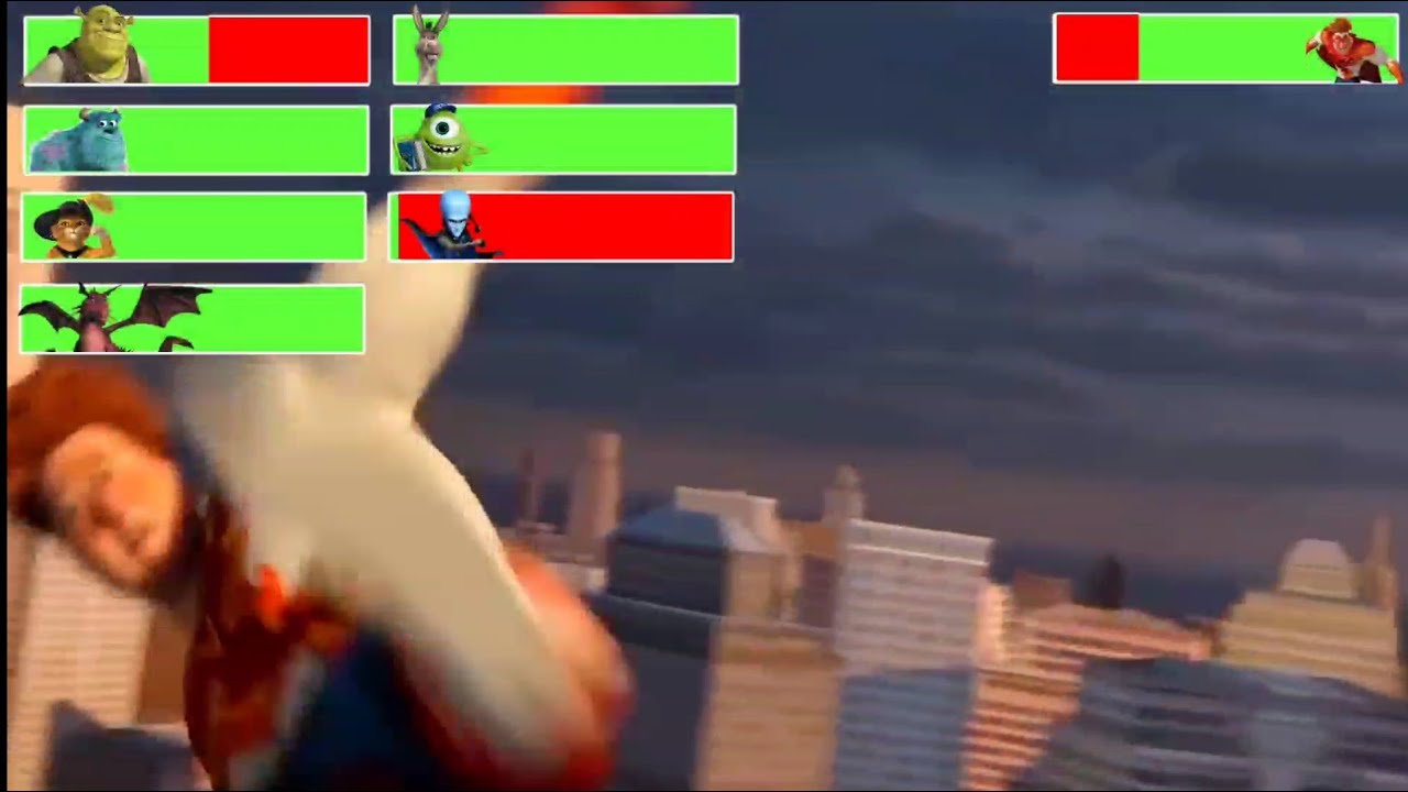 Shrek vs. Titan with healthbars