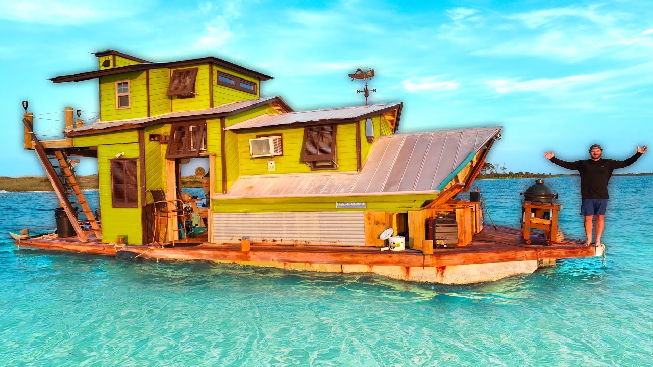 Camping On A Floating Tiny House In The Ocean! (3 days off grid) - YouTube